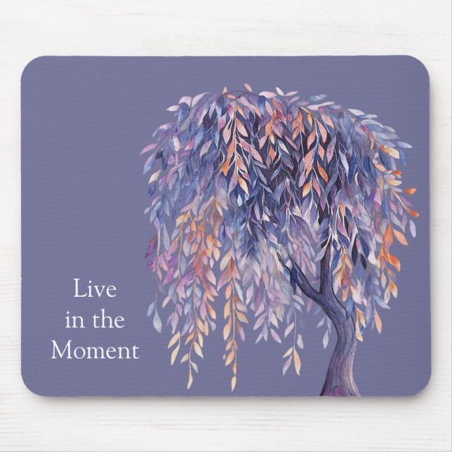 Lila Orangen Blätter Baum Mousepad (Vorne)