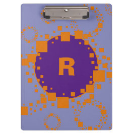 Lila Orangenquadrate der ersten Monogramm-Kreise A Klemmbrett