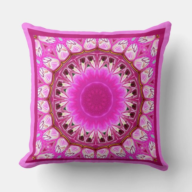 Lila Orchid Abstrakt Mandala No 5 Throw Kissen (Vorderseite)