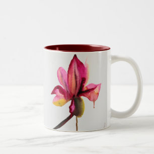 Lila Orchid Aquarell Pop Kunst Blume Zweifarbige Tasse