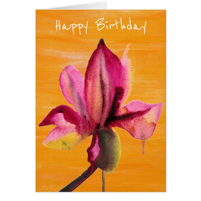 Lila Orchid Aquarellorange Pop Geburtstag (Vorne)