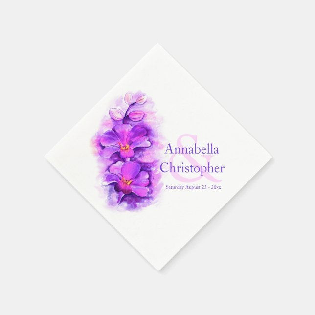 Lila orchid Aquarelltafel Serviette (Ecke)