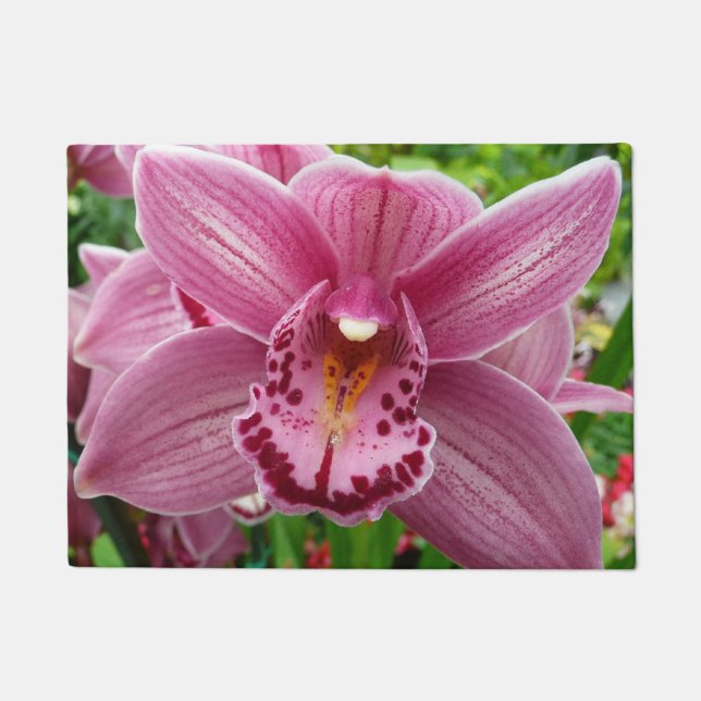 Lila Orchid Elegante Fußmatte (Vorderseite)