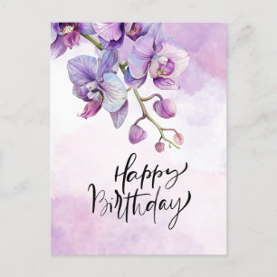 Lila Orchid Geburtstagskarte - Elegantes Wasser Postkarte