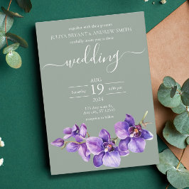 Lila Orchid in Sea Green Script Hochzeit Einladung