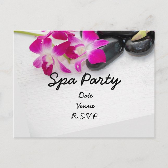 Lila Orchid mit Hot-Stone-Wellness-Center-Party Ei Postkarte (Vorderseite)