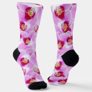 Lila Orchid Random Muster Blumenfotografie Socken