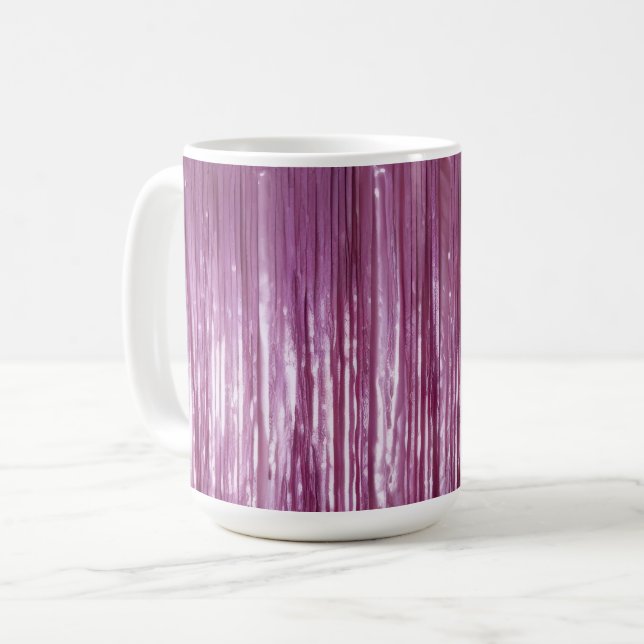 Lila orchid rosa Tinsel Streifen Kaffeetasse (Vorderseite Links)