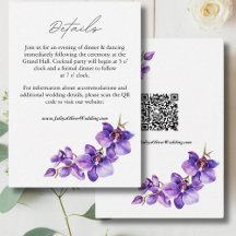 Lila Orchid-Skripte Hochzeitsdetails QR