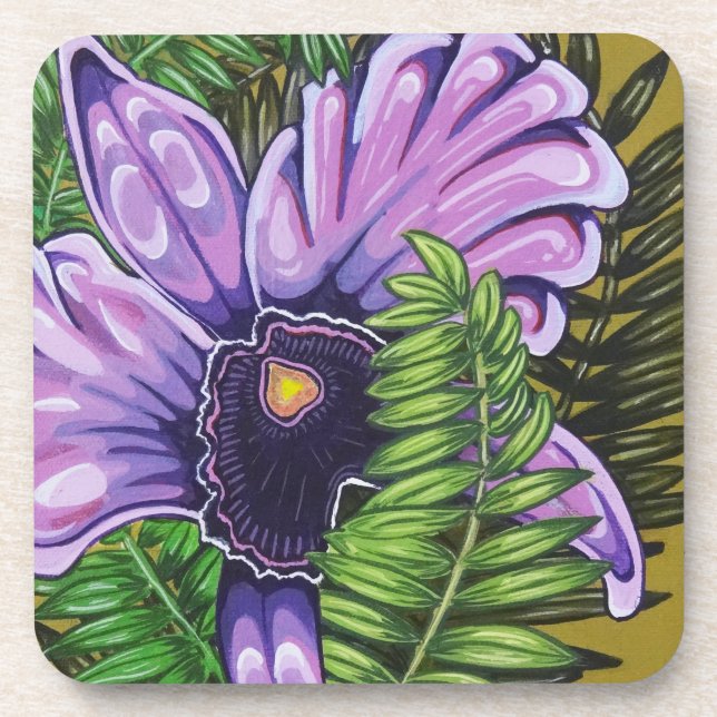 Lila Orchid-Untersetzer-Set von 6 Untersetzer (Vorderseite)