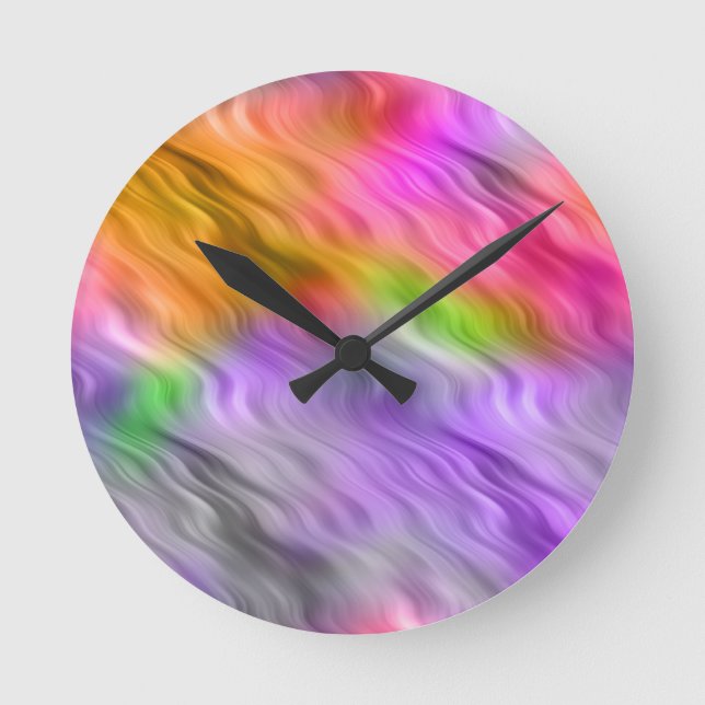 Lila Orchid Wavy Textur Runde Wanduhr (Vorderseite)
