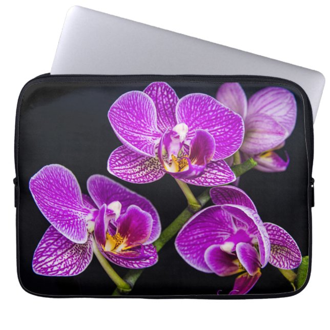 Lila Orchidee Laptopschutzhülle (Vorderseite)