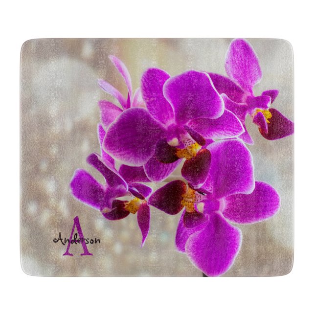 Lila Orchidee  Schneidebrett (Vorderseite)