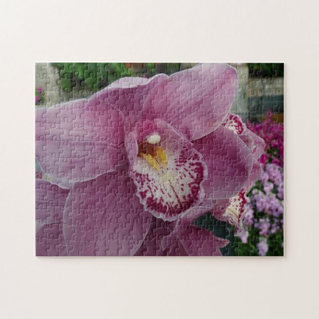 Lila Orchidee und Gartenfarben Puzzle (Horizontal)