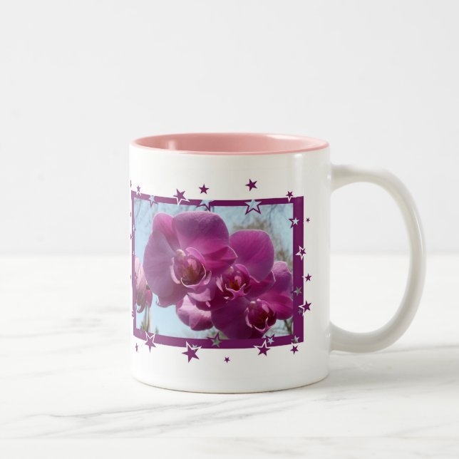Lila Orchidee Zweifarbige Tasse (Rechts)