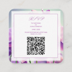 Lila Orchideen Blumen Hochzeit QR-Code-Beilage Begleitkarte