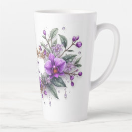 Lila Orchideen-Blumenrahmen Milchtasse