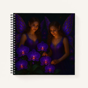 Lila Orchideen Fee Luxuriös Elegant Phantasie Notizbuch