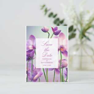 Lila Orchideen Florale Hochzeit Termin-Vorankündig Ankündigungspostkarte