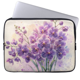 Lila Orchideen gegen Creme Laptopschutzhülle