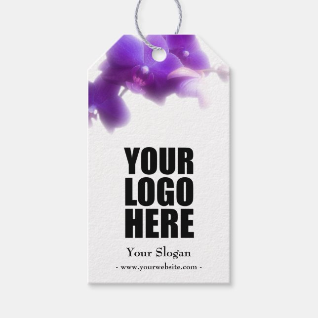 Lila Orchideen Geschenkanhänger (Vorderseite)