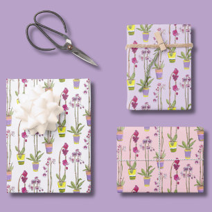 Lila-Orchideen Launische Blumengeschenkpapier-Set Geschenkpapier Set