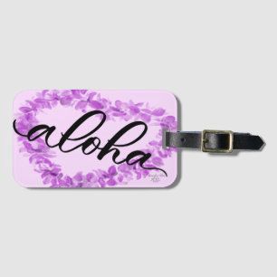 Lila Orchideen Lei Herz Aloha Hawaii Taschentag Gepäckanhänger