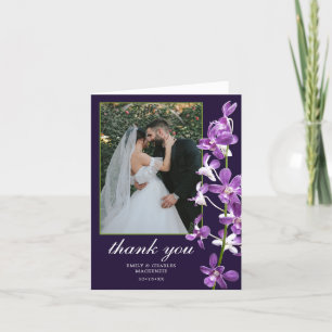 Lila Orchideen, Moderne Hochzeit Dankeskarte