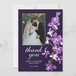 Lila Orchideen, Moderne Hochzeit Dankeskarte