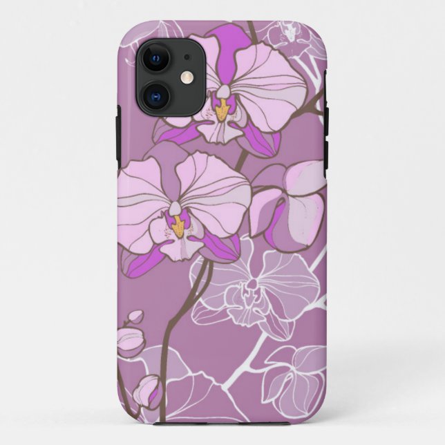 Lila Orchideen-Muster Case-Mate iPhone Hülle (Rückseite)