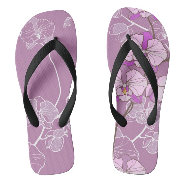Lila Orchideen-Muster Flip Flops (Fußbett)