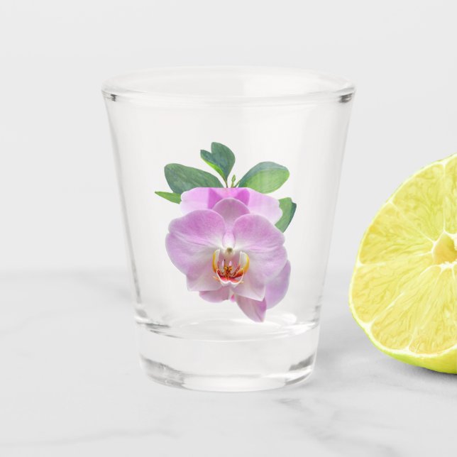 Lila Orchideen Schnapsglas (Vorderseite)