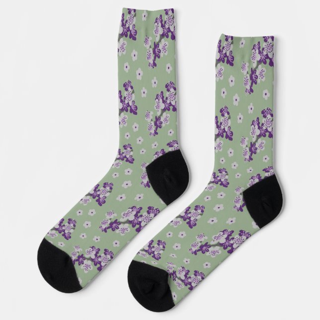 Lila Orchideen Socken (Linkes Detail)