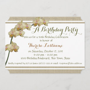 Lila Orchideen und Streifen Geburtstag Einladung