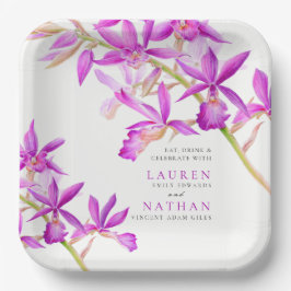 Lila Orchideenhochzeit Blume Aquarell Pappteller