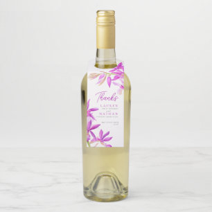 Lila Orchideenhochzeit dank botanischer Hochzeit Flaschenanhänger