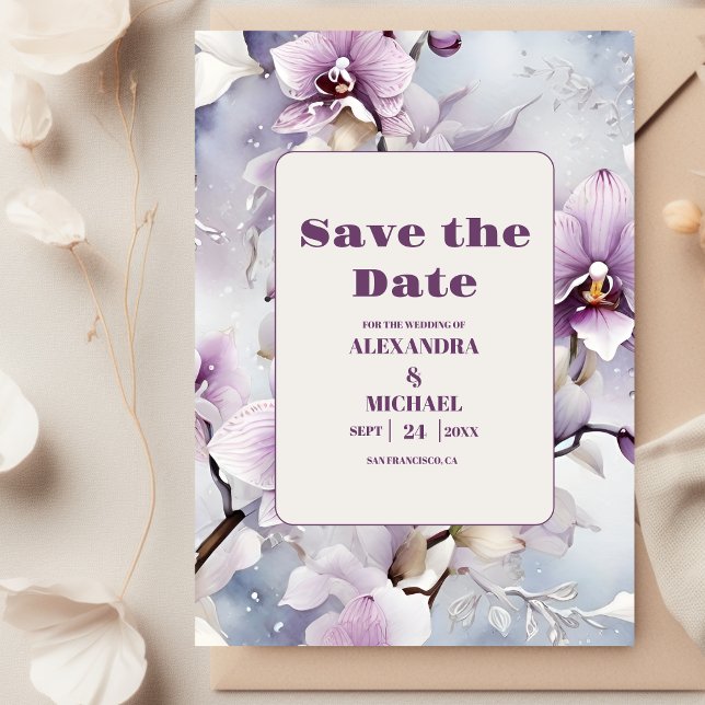Lila Orchideenhochzeit Save The Date (Von Creator hochgeladen)