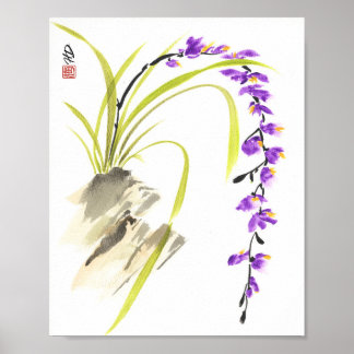 Lila Orchideenkaskade Poster