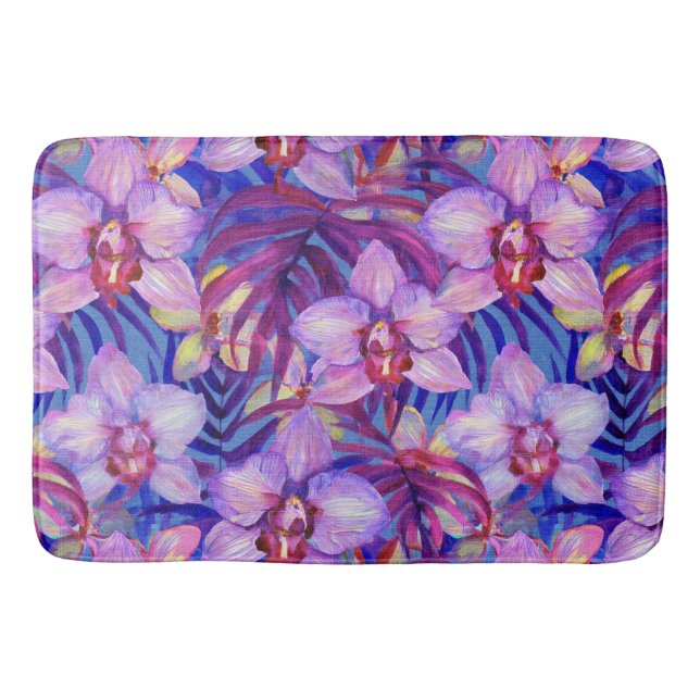 Lila Orchideenmuster Badematte (Vorderseite)