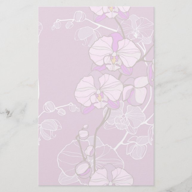 Lila Orchideenmuster Briefpapier (Vorderseite)