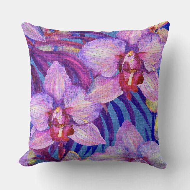 Lila Orchideenmuster Kissen (Vorderseite)