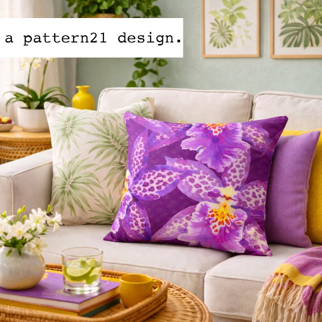 Lila Orchideenmuster Kissen (purple tropical orchid pillow)