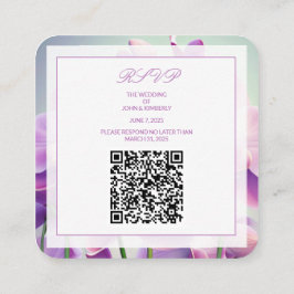 Lila Orchids Blumenhochzeit QR-Code Begleitkarte
