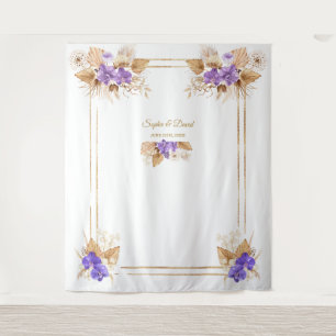 Lila Orhid Rose Pampas Grass Foto Stand Hochzeit Wandteppich