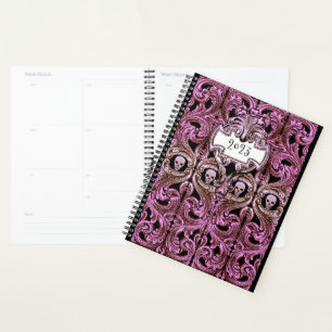 Lila Ornamente und Skull personalisieren Planer