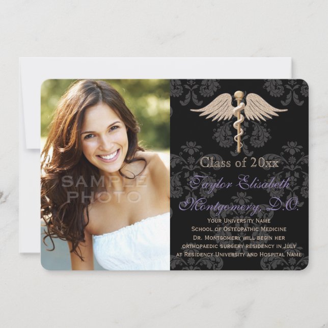 Lila Osteopathie Medizin DO Schule Abschluss Einladung (Vorderseite)