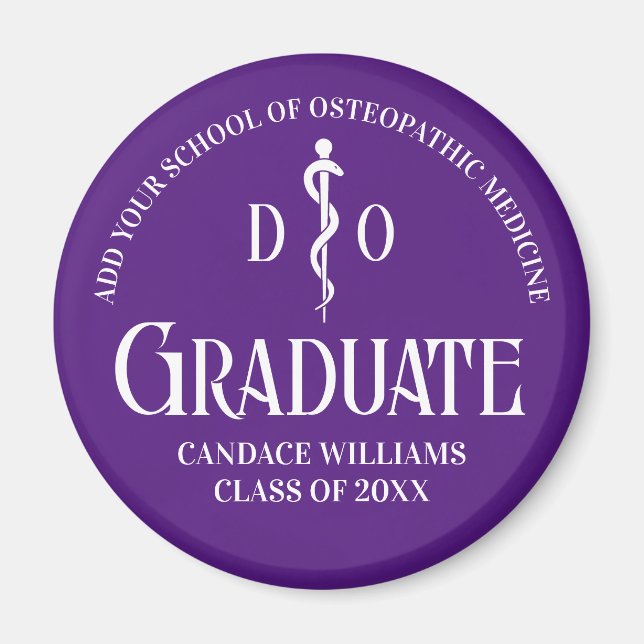 Lila Osteopathische Medical School Graduation Part Magnet (Vorne)