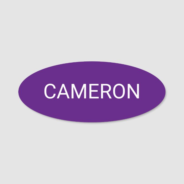 Lila Oval Name Tag Abzeichen Button oder Magnetic  (Vorderseite)