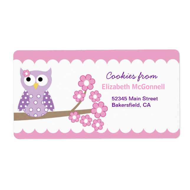 Lila Owl Custom Baking Labels oder Aufkleber (Vorne)