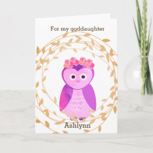 Lila Owl Fall Geburtstag GodTochter Karte